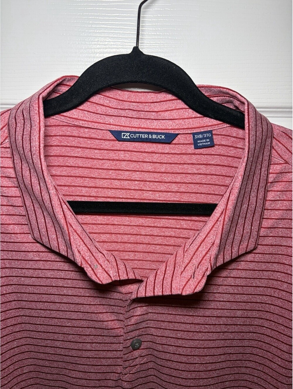 Cutter & Buck Men’s Striped Polo Shirt Big Size 3XL Red - Picture 2 of 3